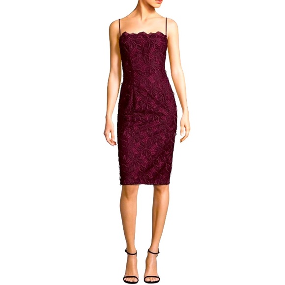 Black Halo Burgundy Sora Lace Sheath Dress, Sz 4 - Picture 1 of 8